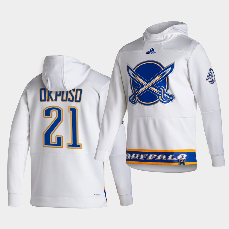 Men Buffalo Sabres #21 Okposo White NHL 2021 Adidas Pullover Hoodie Jersey->buffalo sabres->NHL Jersey